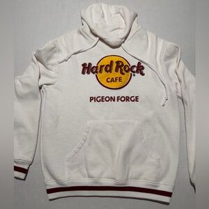 hard rock cafe pigeon forge white hoodie, white sweatshirt, men's xs #1507
